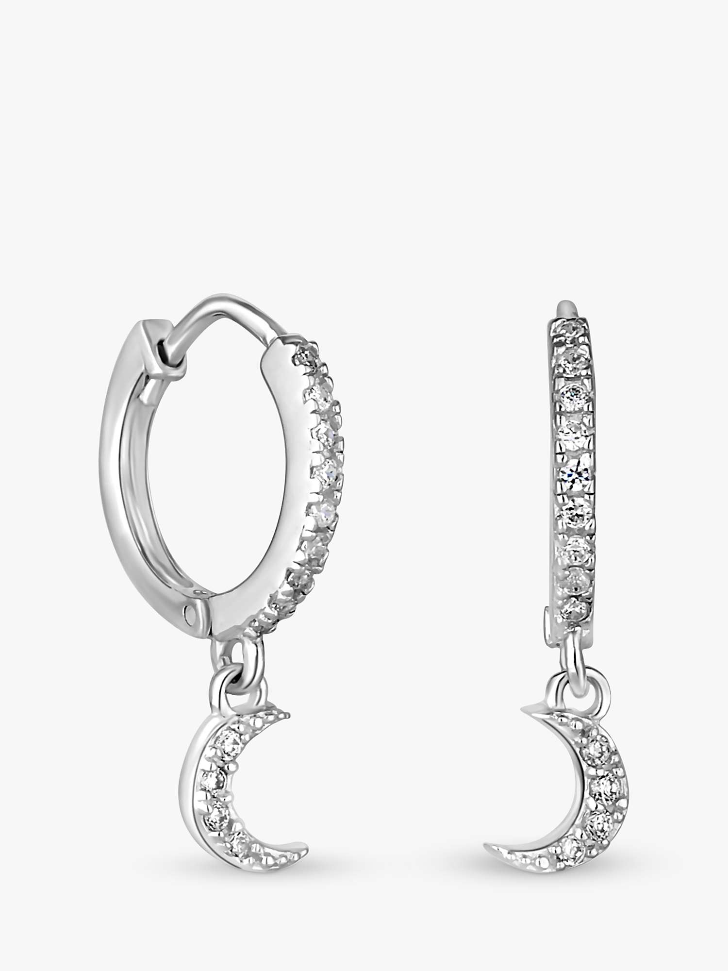 Buy Simply Silver Cubic Zirconia Mini Crescent Hoop Earrings, Silver Online at johnlewis.com