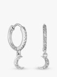 Simply Silver Cubic Zirconia Mini Crescent Hoop Earrings, Silver