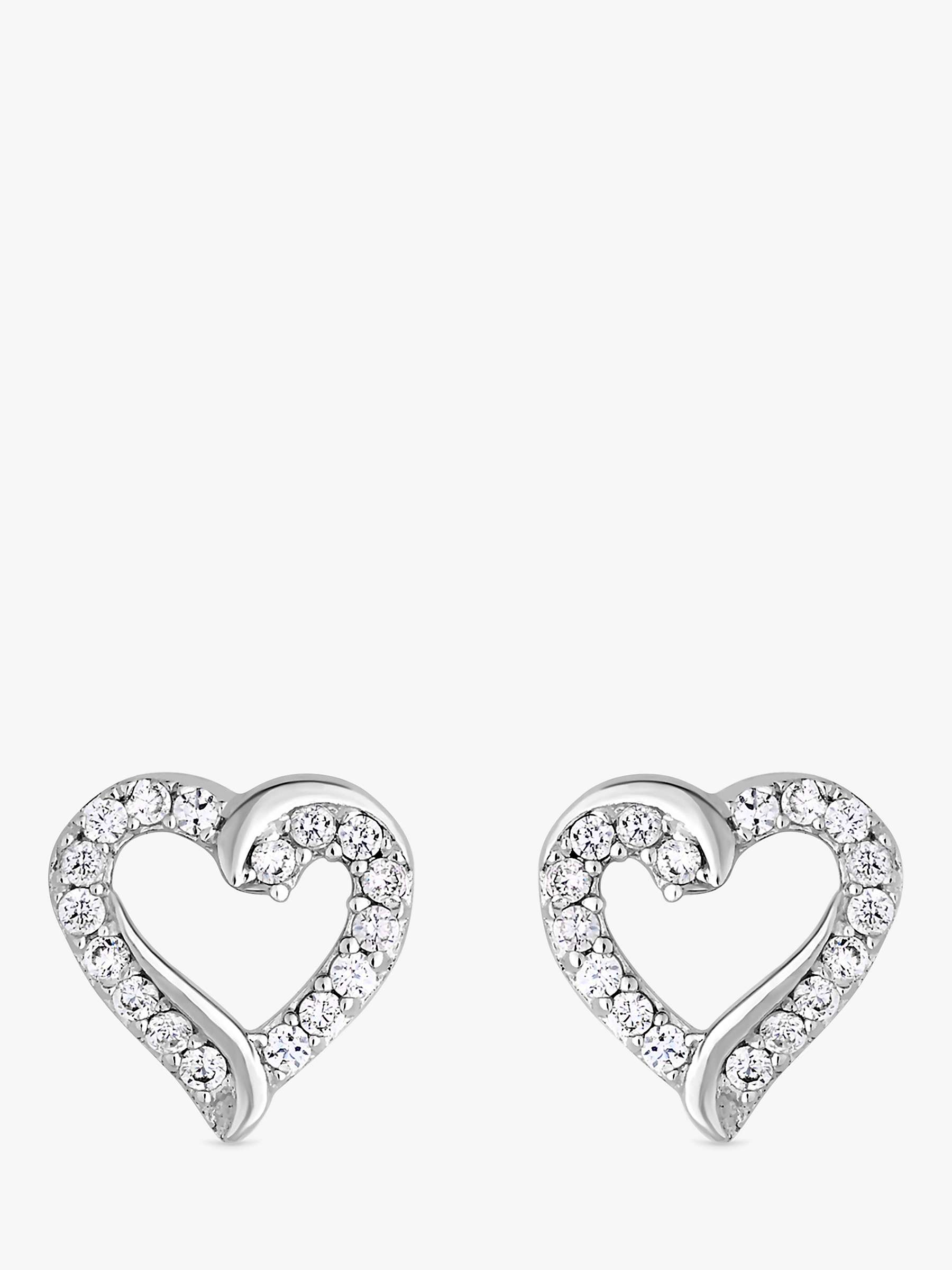 Buy Simply Silver Cubic Zirconia Heart Stud Earrings, Silver Online at johnlewis.com