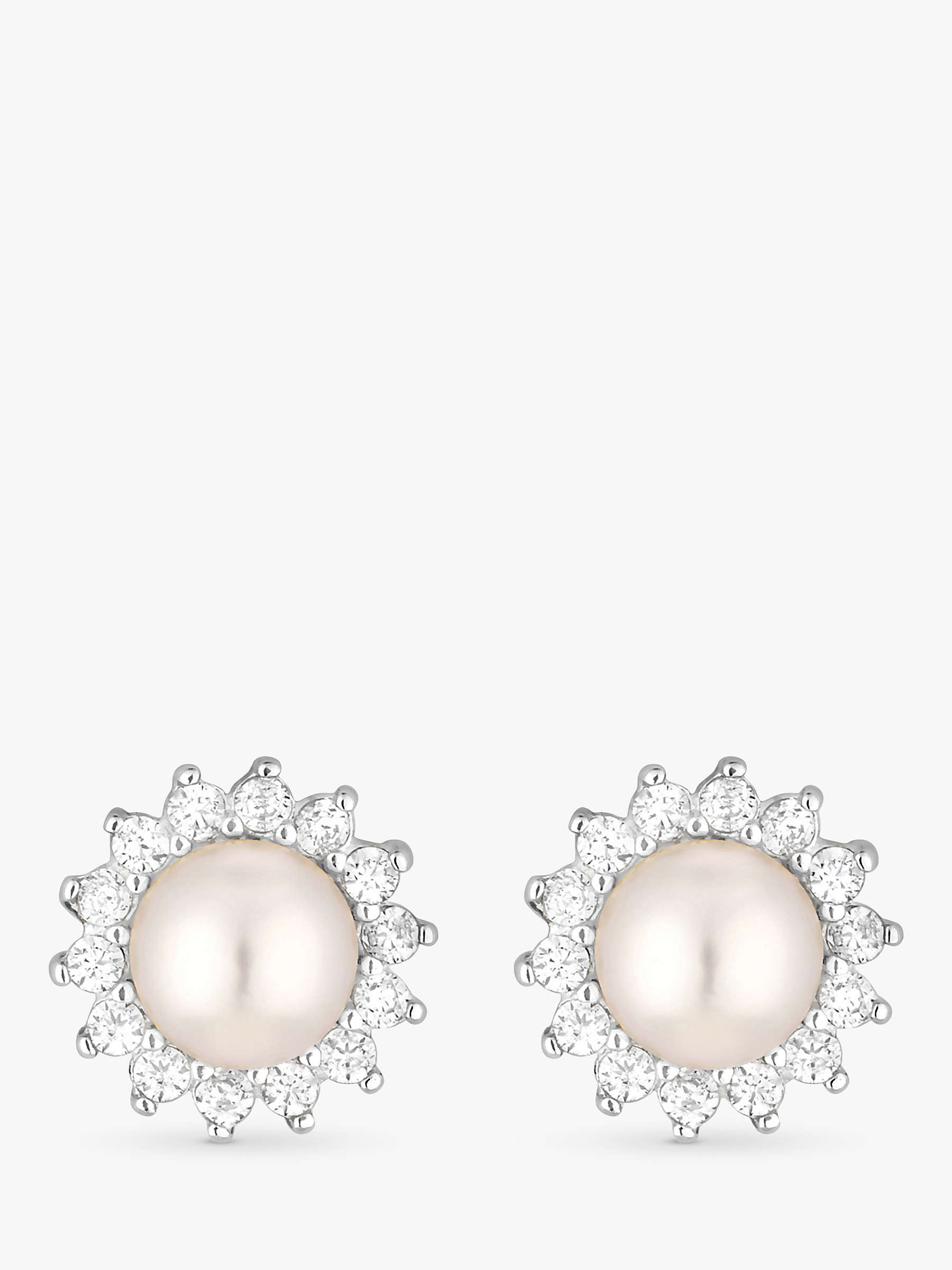 Buy Simply Silver Freshwater Pearl and Cubic Zirconia Stud Earrings, Silver Online at johnlewis.com