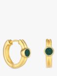Simply Silver Sterling Silver 925 Gold Plated Emerald Hoop Earrings, Gold