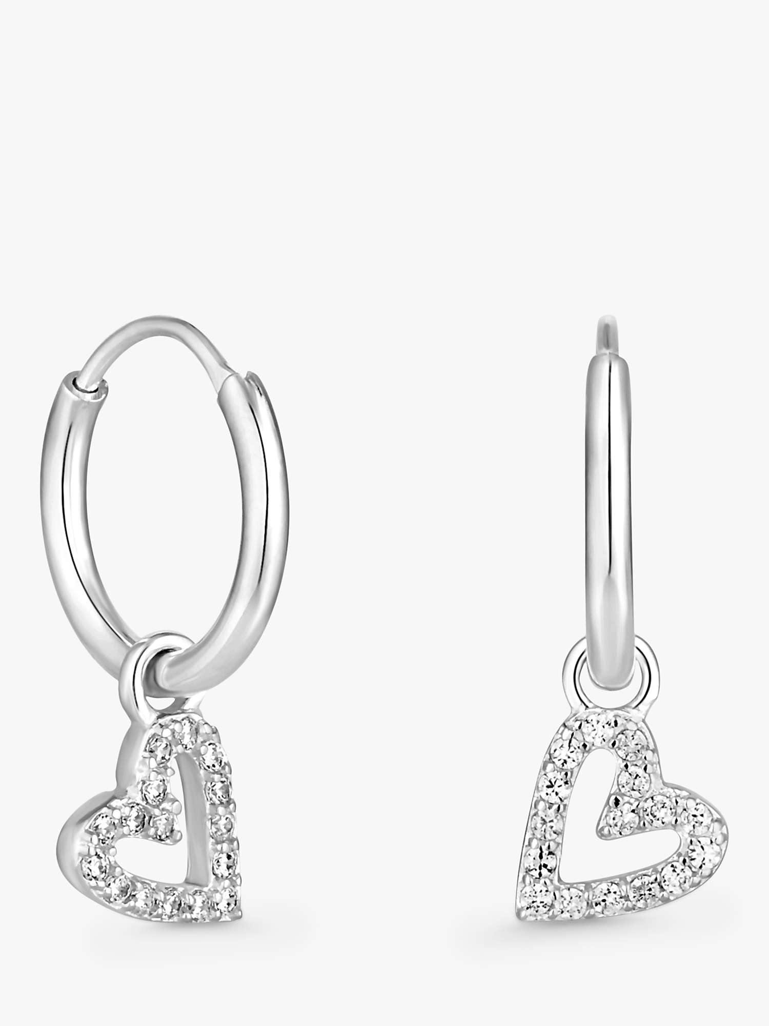 Buy Simply Silver Cubic Zirconia Heart Drop Hoop Earrings, Silver Online at johnlewis.com