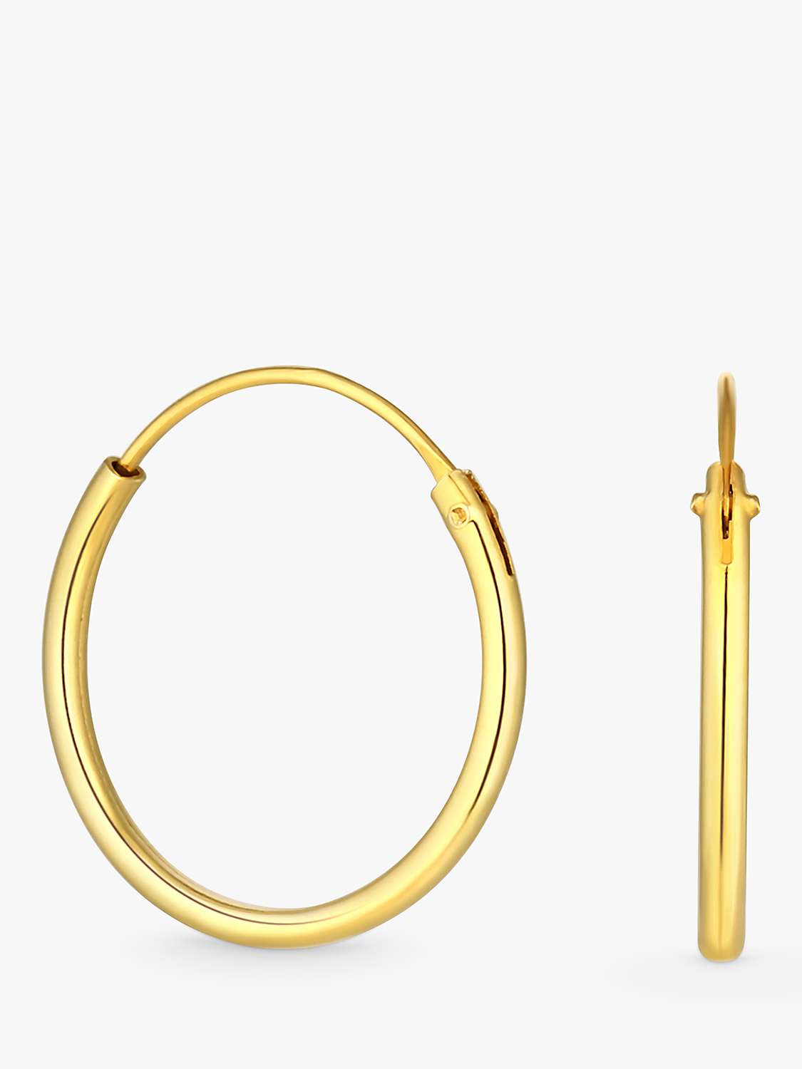 Simply Silver Small Polished Sleeper Hoop Earrings, Gold at John Lewis ...