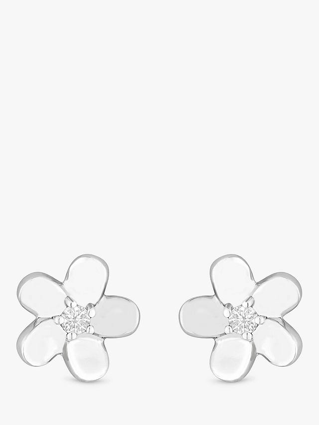 Simply Silver Sterling Silver 925 Cubic Zirconia Flower Stud Earrings, Silver