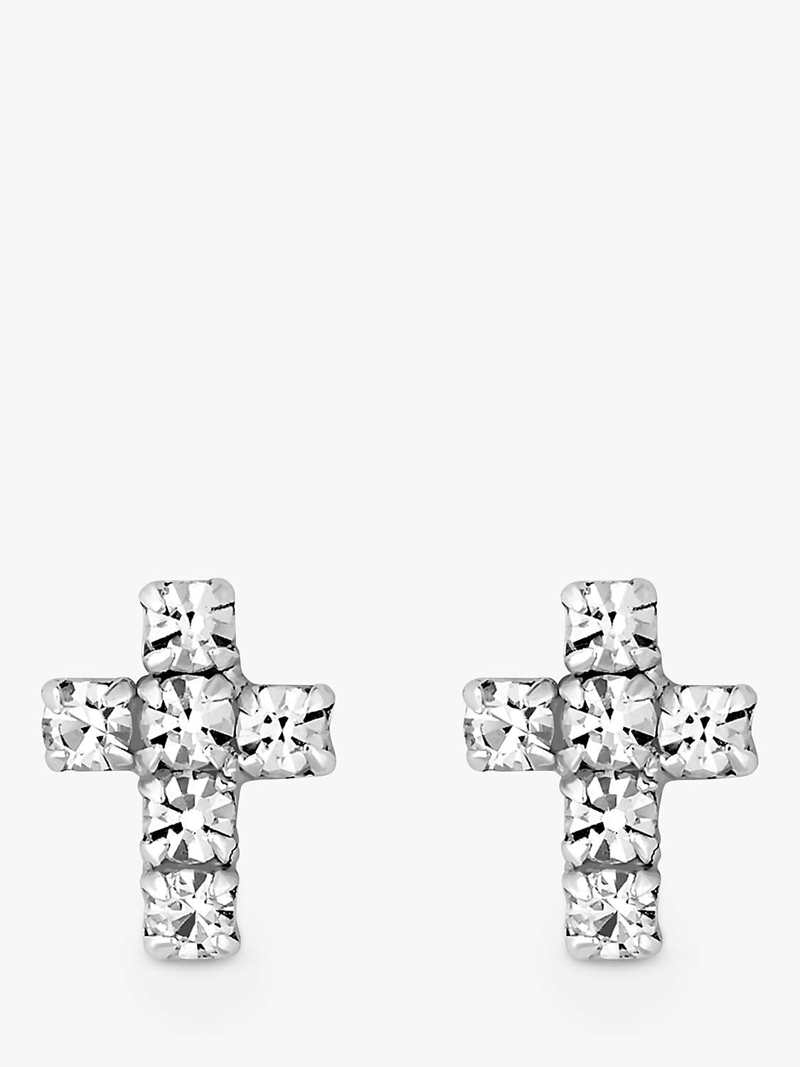 Buy Simply Silver Cubic Zirconia Cross Stud Earrings, Silver Online at johnlewis.com