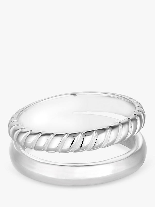 Simply Silver Polished Sterling Silver Rope Ring, Silver