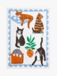 John Lewis Cats Cotton Tea Towel, Multi