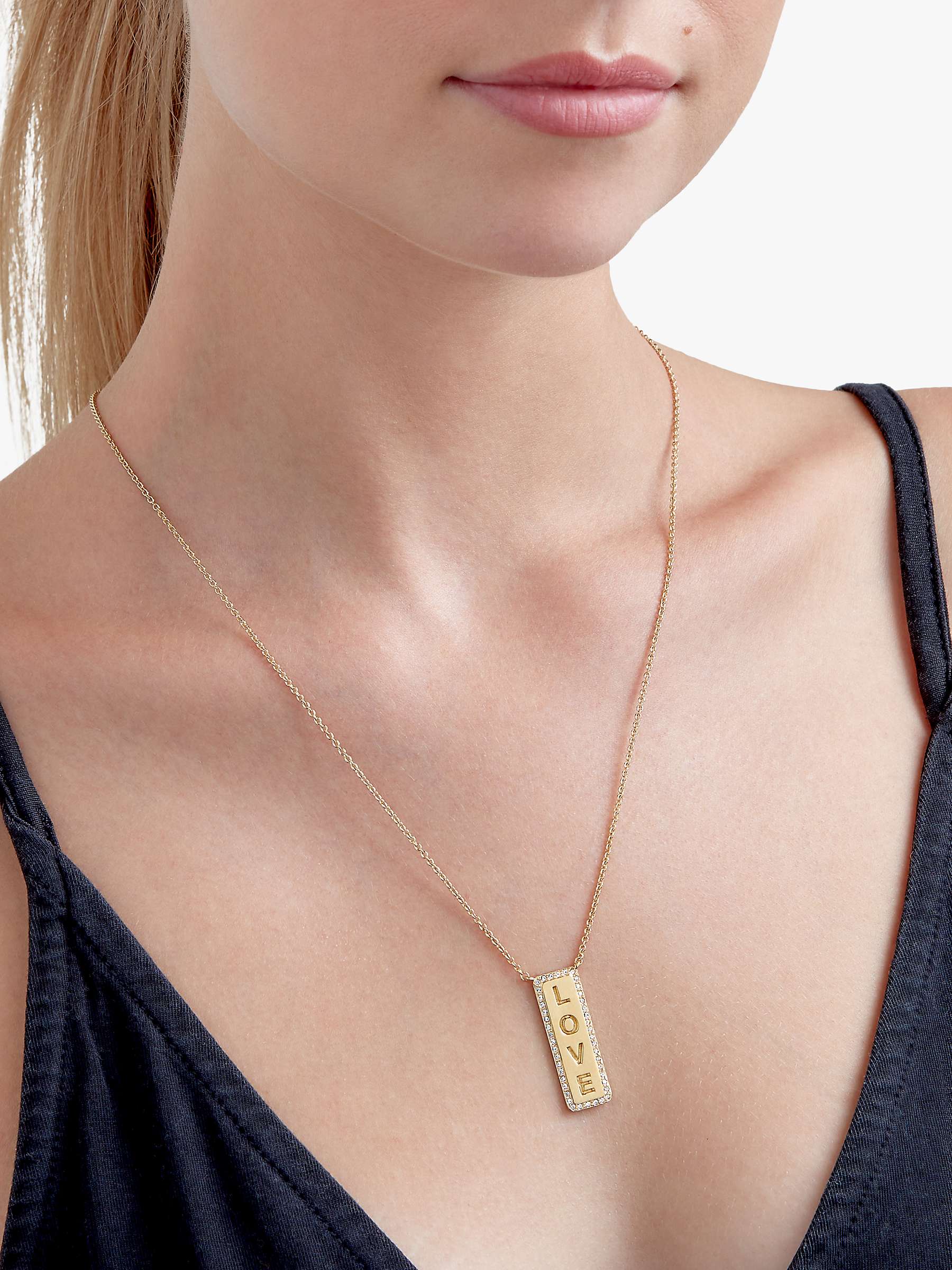 Buy Melissa Odabash Austrian Crystal Love Long Pendant Necklace, Gold Online at johnlewis.com