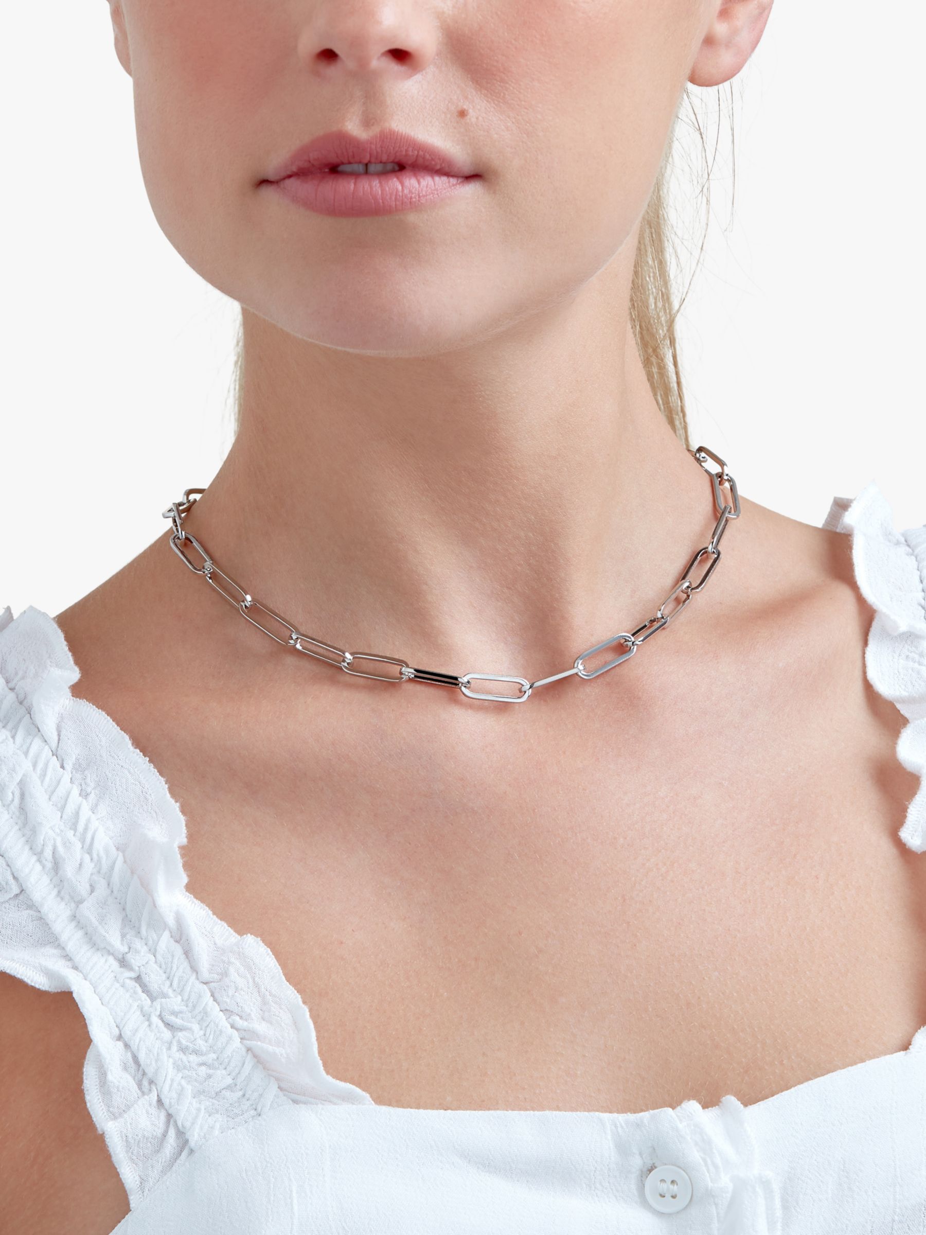 Buy Melissa Odabash Paperclip Link Chain Necklace, Silver Online at johnlewis.com