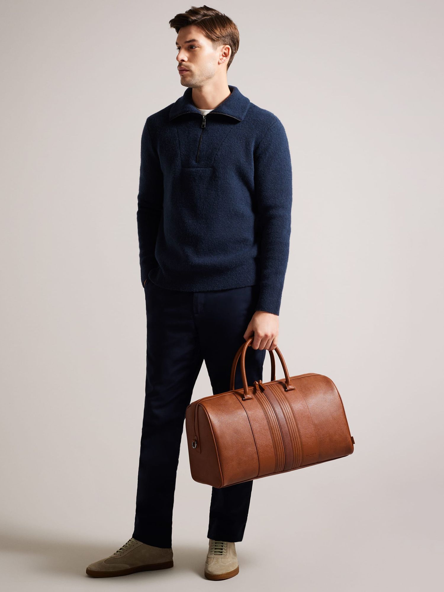 Ted Baker Evyday Striped Holdall, Tan at John Lewis & Partners