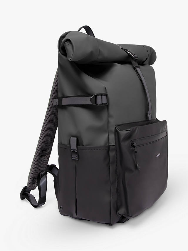 Sandqvist Ruben 2.0 Recycled Roll Top Backpack, Black/Grey