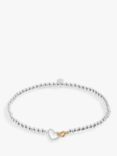 Joma Jewellery A Little By Your Side Two Toned Heart Beaded Stretch Bracelet, Silver