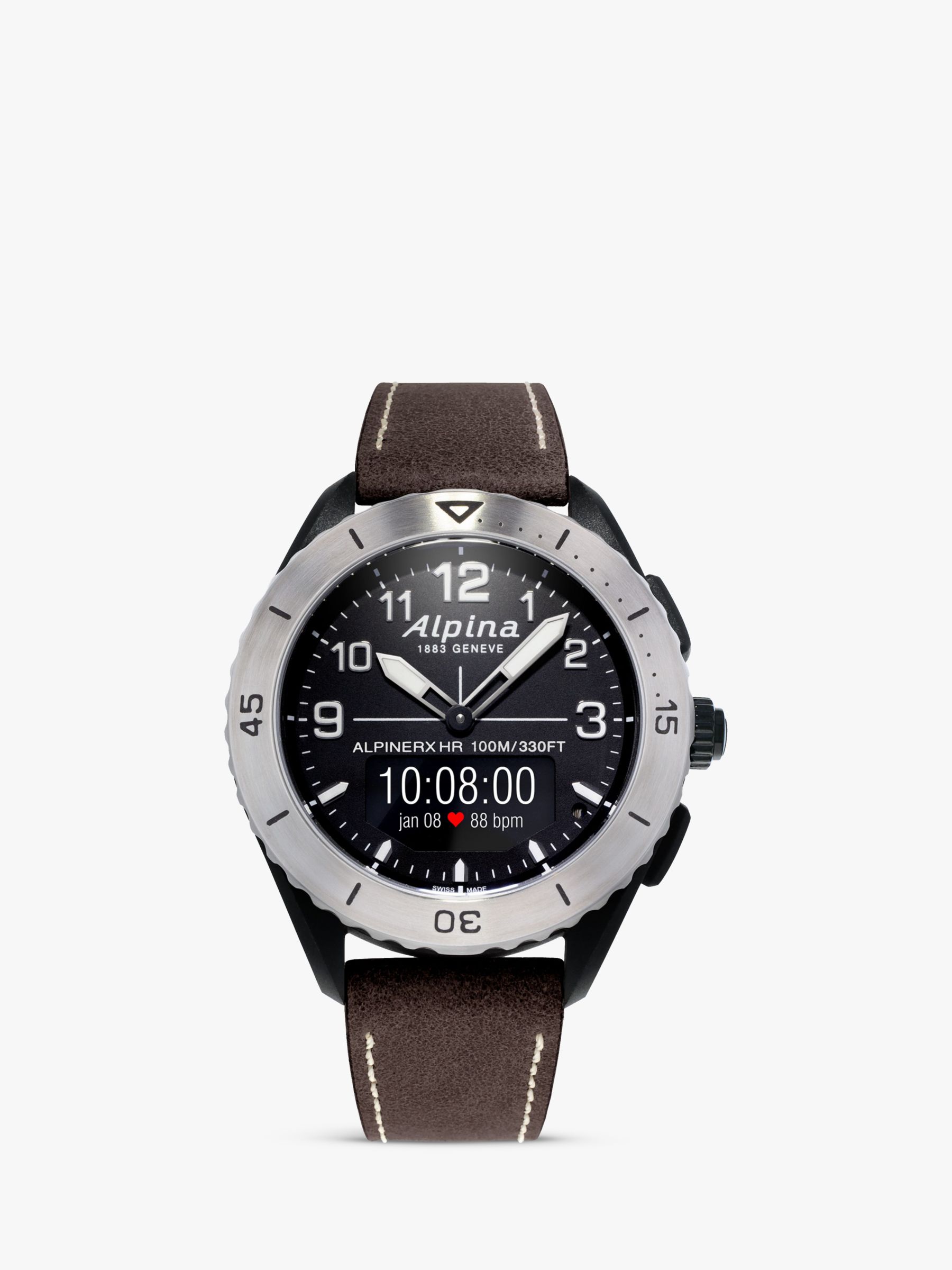 Alpina AL-284LBBW5SAQ6 Unisex AlpinerX Alive Leather Strap Smart Watch