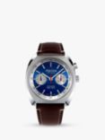 Alpina AL-727LNS4H6 Unisex Startimer Pilot Heritage Chronograph Automatic Leather Strap Watch, Brown/Blue