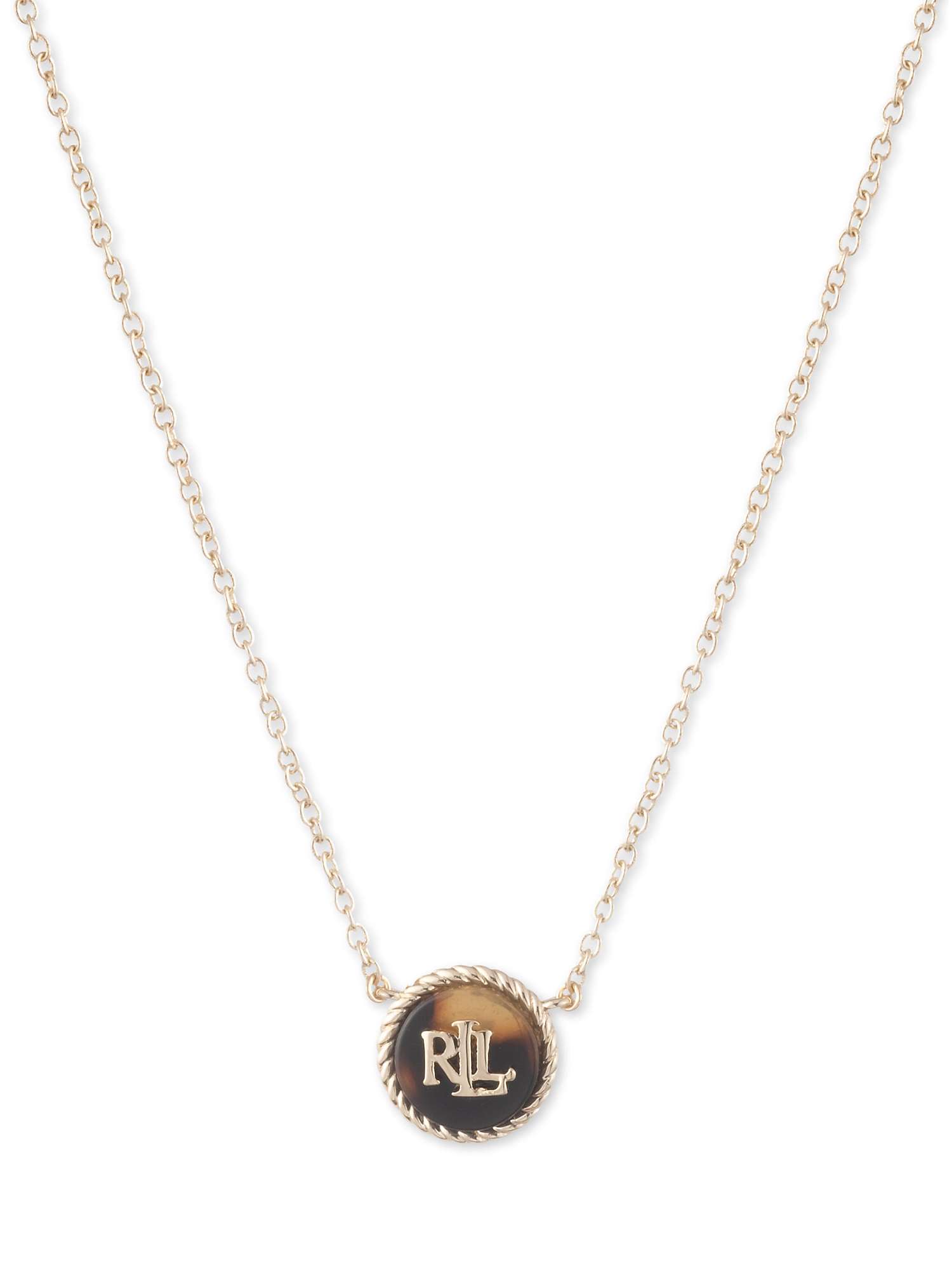 Buy Lauren Ralph Lauren Faux Tortoise Logo Pendant Necklace, Gold Online at johnlewis.com