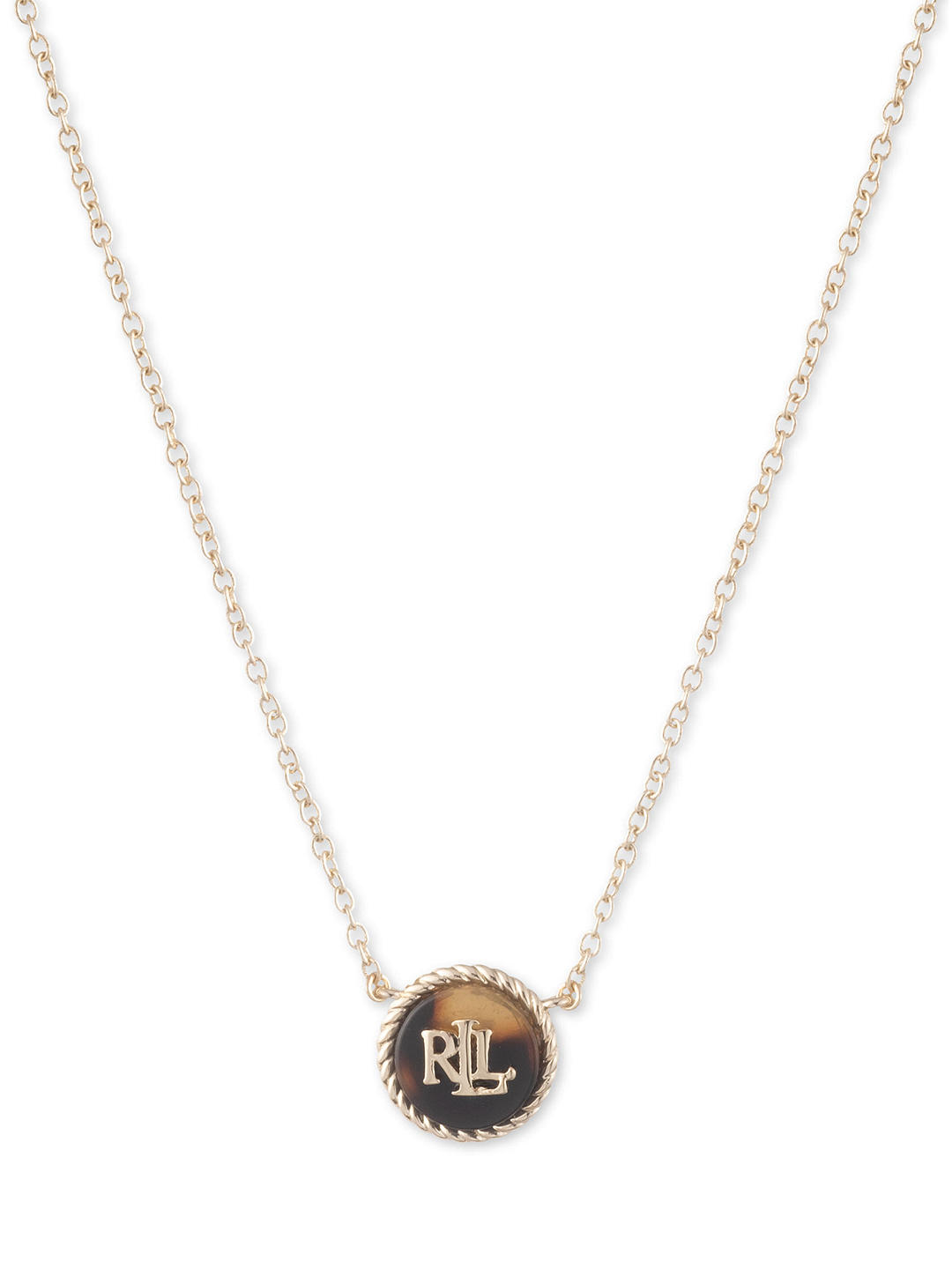 Lauren Ralph Lauren Faux Tortoise Logo Pendant Necklace, Gold