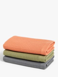 John Lewis Spa Waffle Face Cloths, Pack of 3, Multi