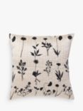 Mother of Pearl Graphic Botanical Silk Cushion, Natural Cream