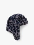 Small Stuff Kids' Leopard Faux Fur Deerstalker Hat, Grey