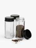 John Lewis ANYDAY Glass Storage Container, Set of 3, 88ml, Black/Clear