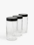 John Lewis ANYDAY Glass Storage Container, Set of 3, 1.7L, Black/Clear