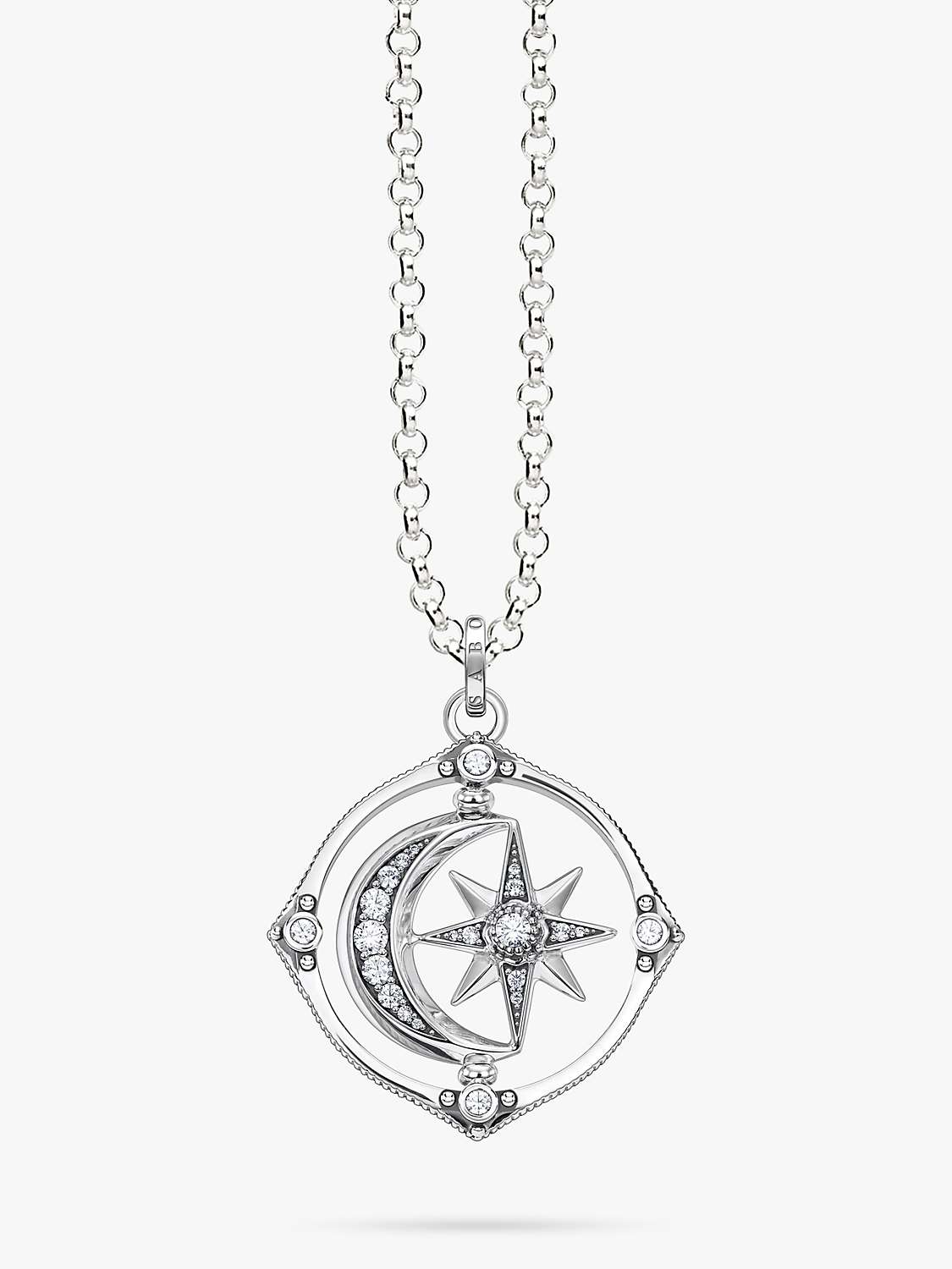 Buy THOMAS SABO Cosmic Cubic Zirconia Star & Crescent Moon Rotating Pendant Necklace, Silver Online at johnlewis.com
