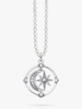 THOMAS SABO Cosmic Cubic Zirconia Star & Crescent Moon Rotating Pendant Necklace, Silver