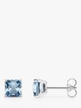 THOMAS SABO 925 Sterling Silver Aquamarine Stone Stud Earrings, Silver/Ice Blue