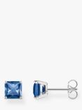 THOMAS SABO Square Cut Stud Earrings, Silver/Blue
