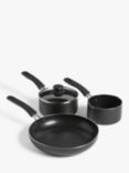 John Lewis ANYDAY Aluminium Non-Stick Pan Set, 3 Piece, Grey