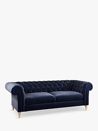 John Lewis Cromwell Grand 4 Seater Sofa, Light Leg, Smooth Velvet Navy