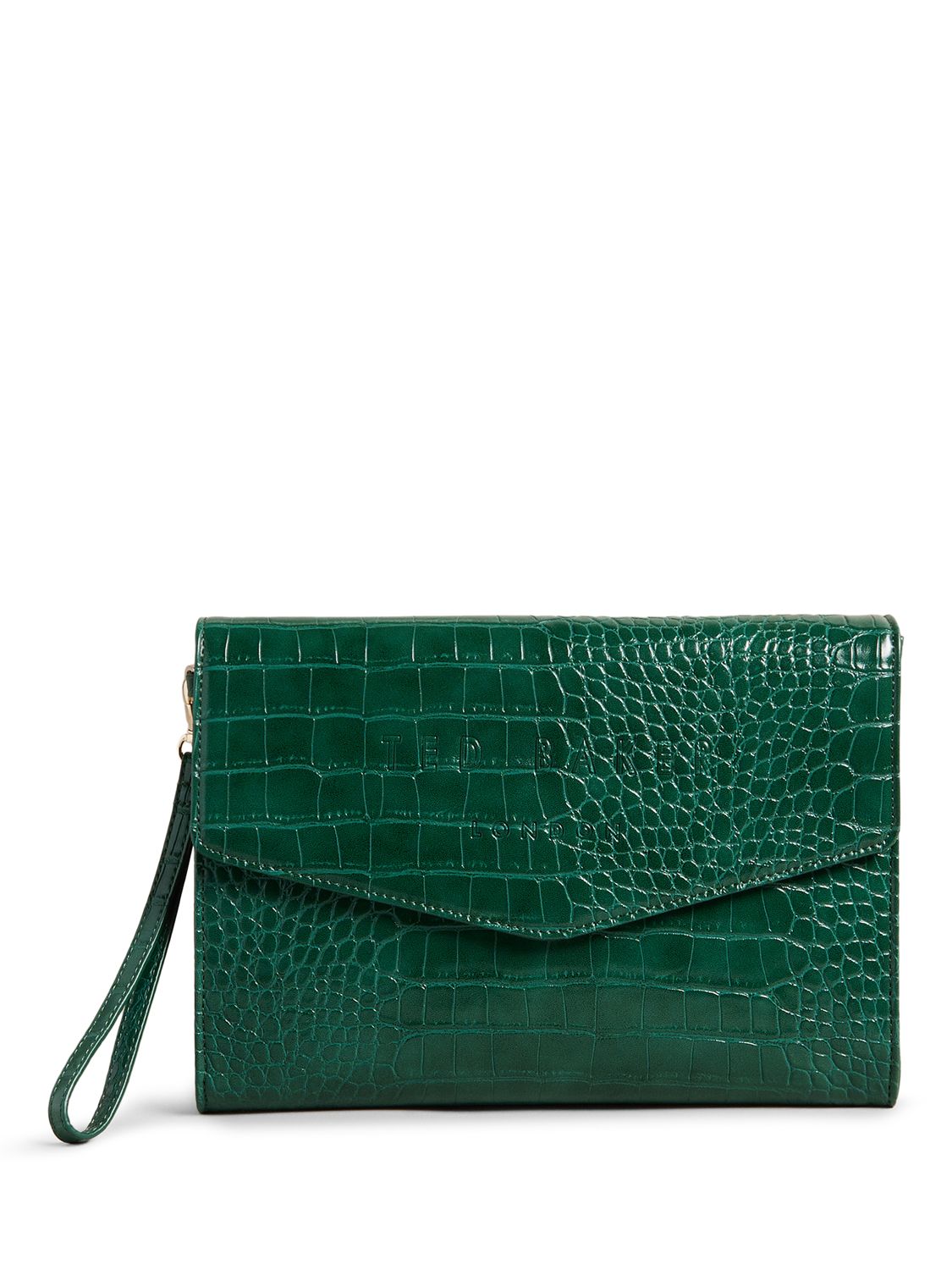 Ted Baker Crocey Croc Effect Envelope Pouch, Green