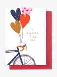 Stop the Clock Design Bike & Balloons Valentine's Day Card