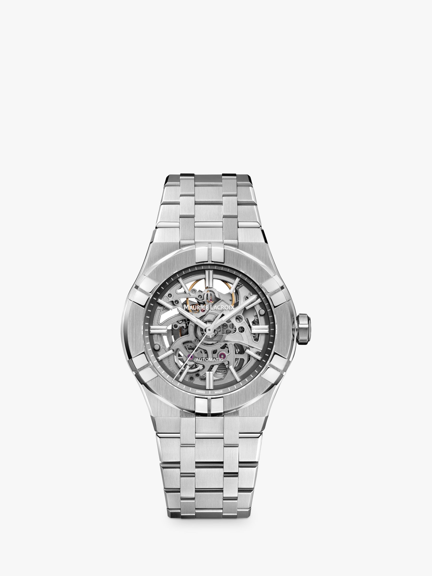 Buy Maurice Lacroix AI6007-SS002-030-1 Men's Aikon Skeleton Automatic Bracelet Strap Watch, Silver Online at johnlewis.com