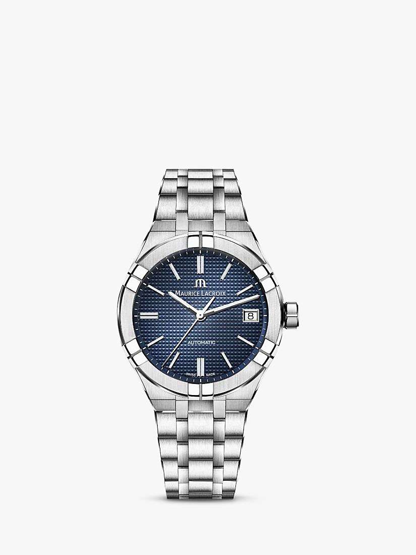 Buy Maurice Lacroix AI6007-SS002-430-1 Unisex Aikon Automatic Date Bracelet Strap Watch, Silver/Blue Online at johnlewis.com