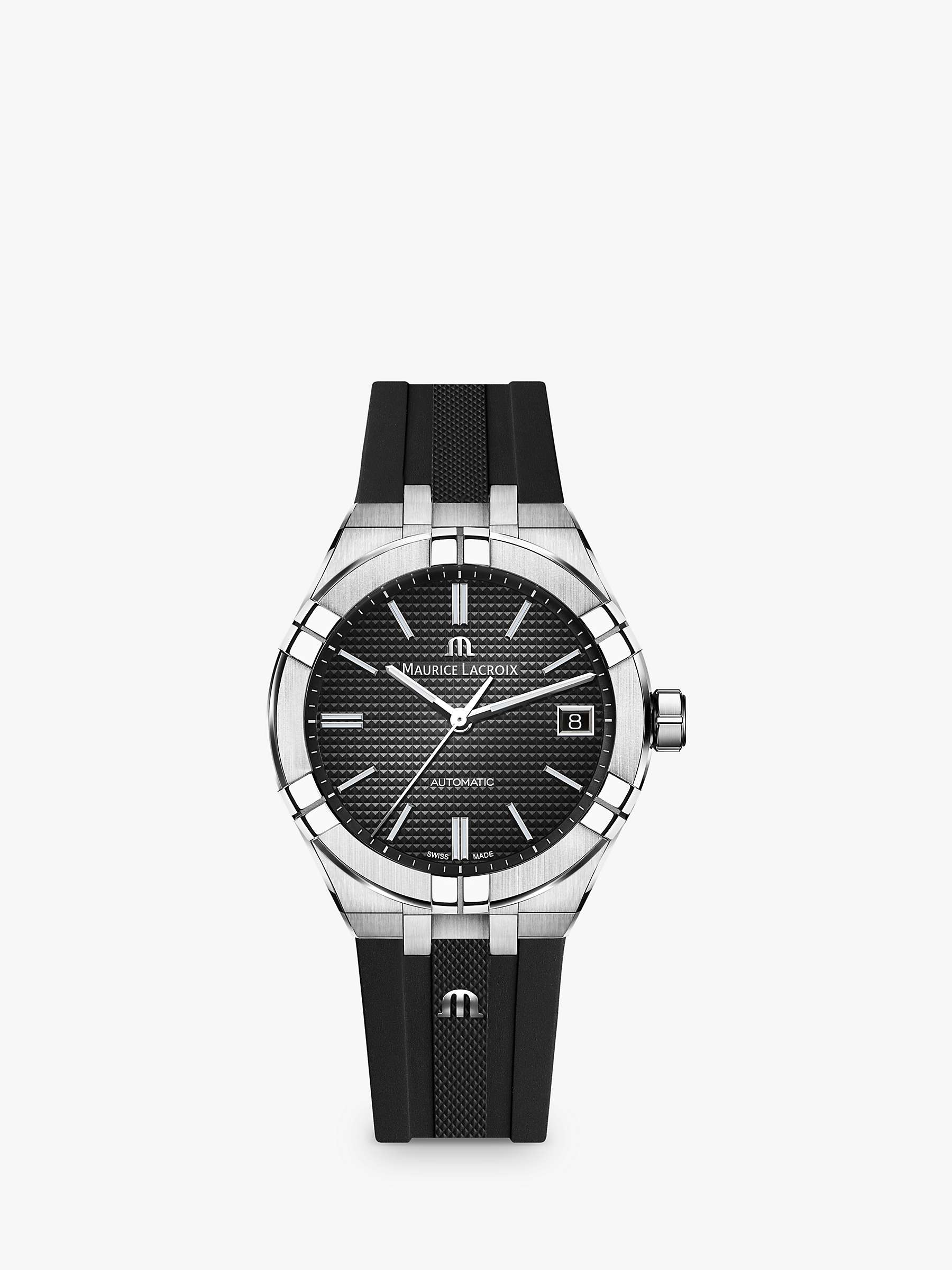 Maurice Lacroix AI6007-SS000-330-2 Unisex Aikon Automatic Date Rubber Strap  Watch, Black at John Lewis & Partners