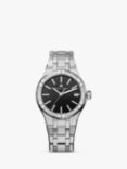 Maurice Lacroix AI1106-SS002-350-1 Women's Aikon Diamond Date Bracelet Strap Watch, Silver/Black