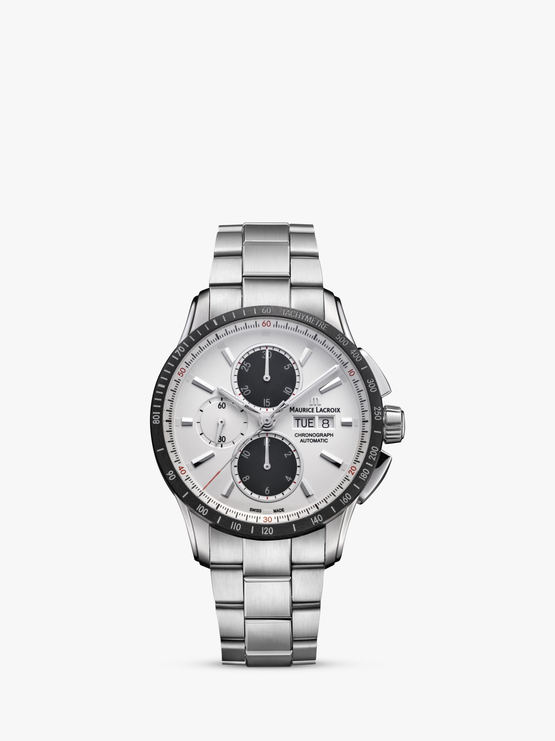 Lewis Silver/White PT6038-SSL22-130-1 Pontos Maurice Men\'s Bracelet John Watch, Date Lacroix & Chronograph Partners Strap Automatic at
