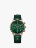 Maurice Lacroix EL1098-PVP01-620-5 Unisex Eliros Date Chronograph Leather Strap Watch, Green/Gold
