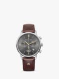 Maurice Lacroix EL1098-SS001-311-1 Unisex Eliros Date Chronograph Leather Strap Watch, Anthracite