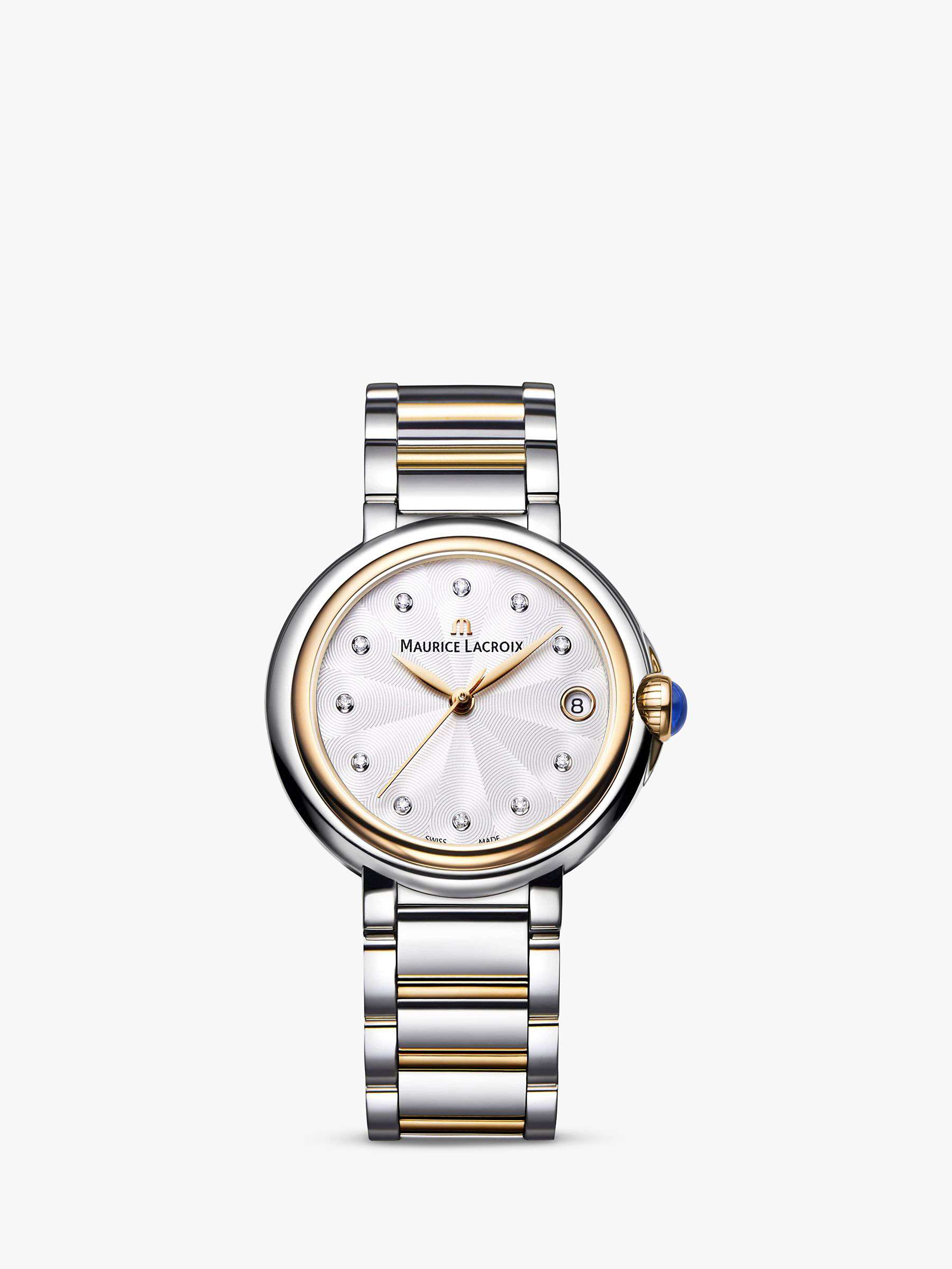 Buy Maurice Lacroix FA1004-PVP13-150-1 Fiaba Diamond Date Bracelet Strap Watch, Multi/White Online at johnlewis.com