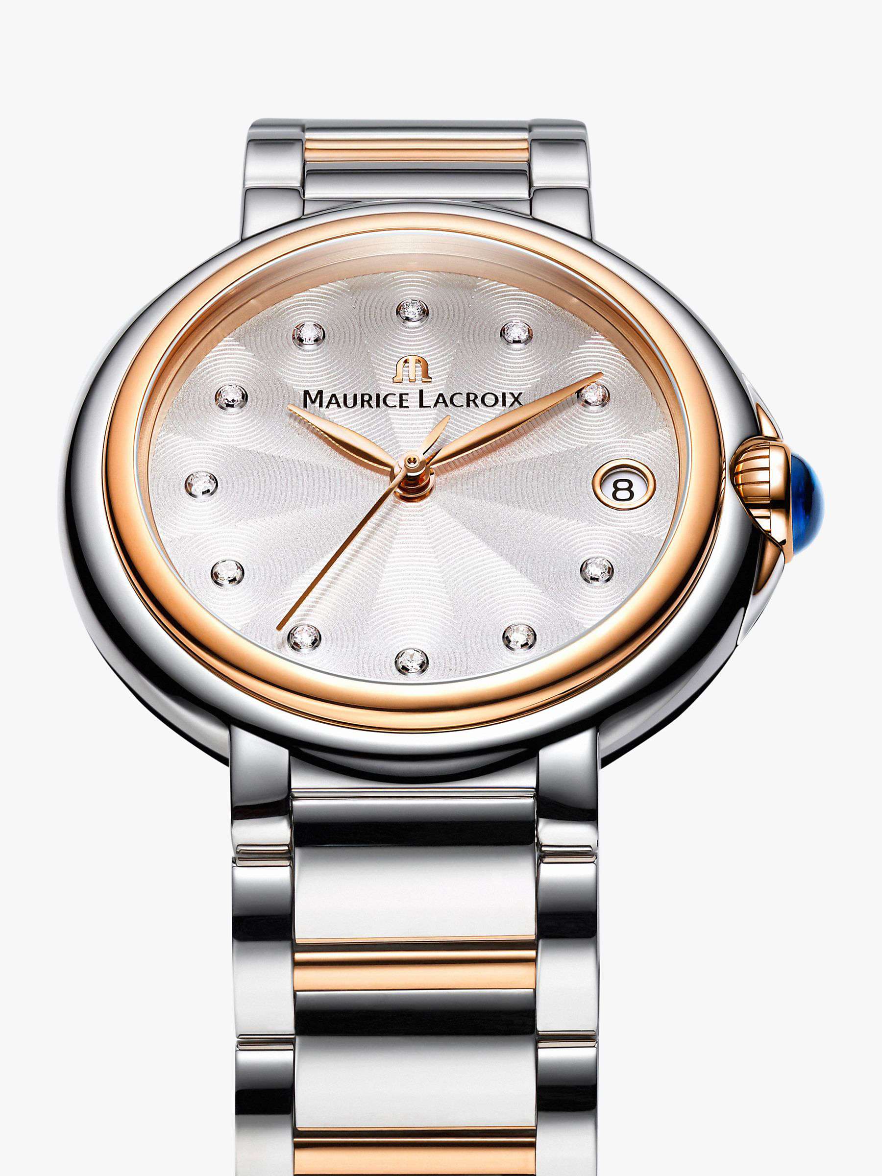 Buy Maurice Lacroix FA1004-PVP13-150-1 Fiaba Diamond Date Bracelet Strap Watch, Multi/White Online at johnlewis.com