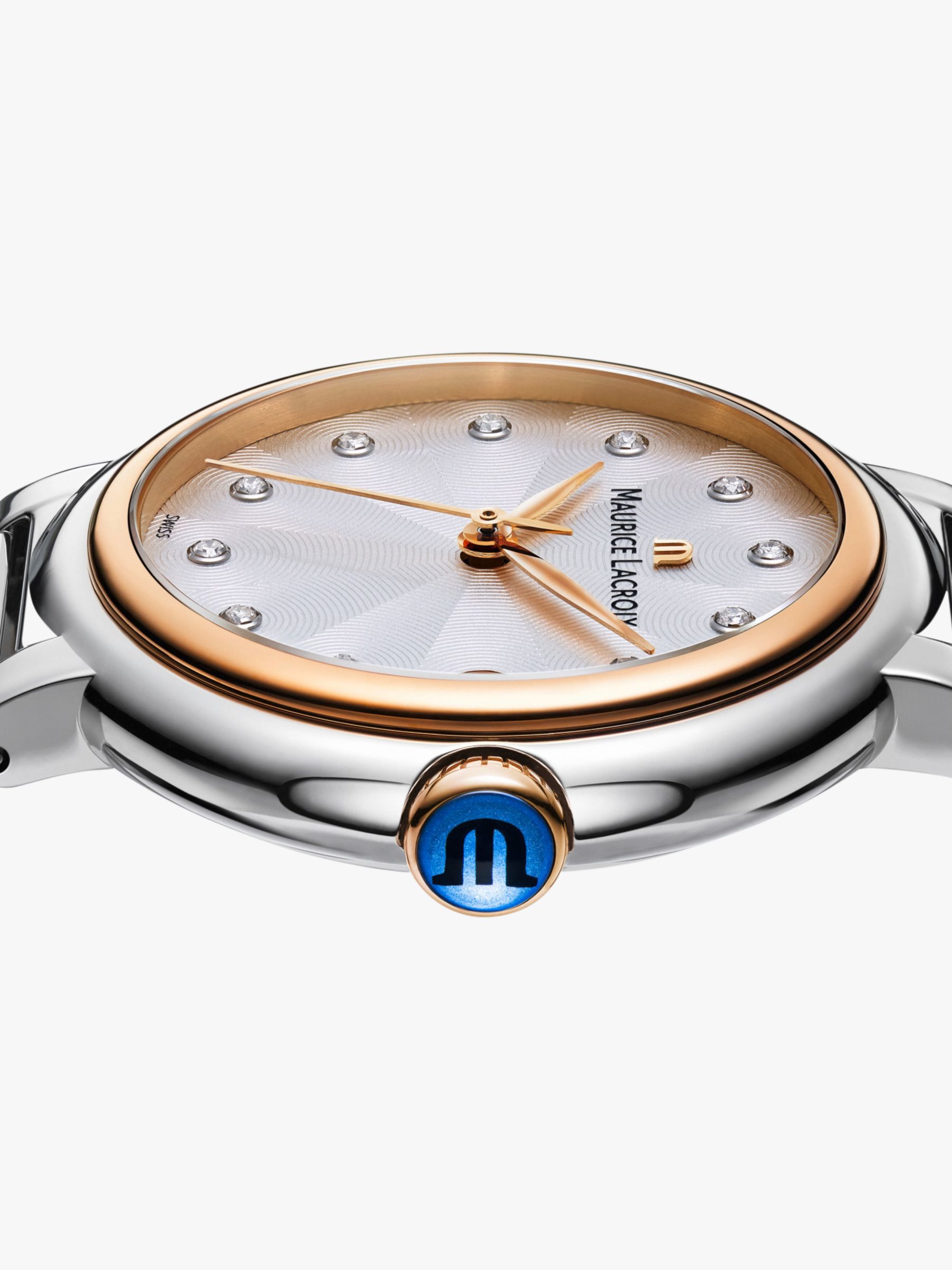 Maurice Lacroix FA1004-PVP13-150-1 Fiaba Diamond Date Bracelet Strap Watch, Multi/White