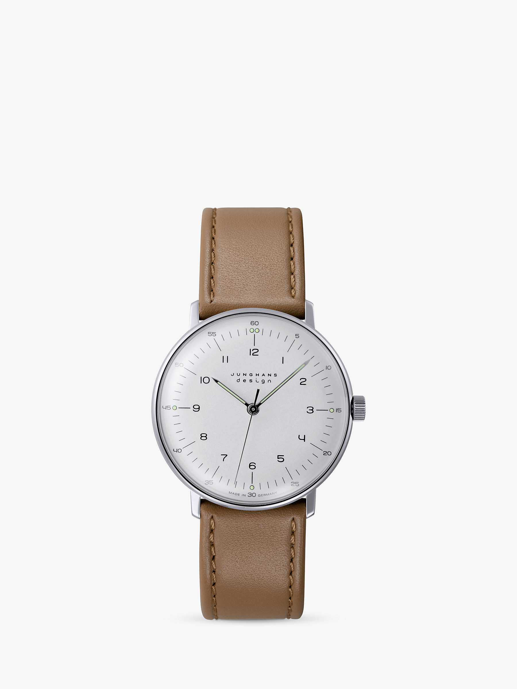 Buy Junghans 27/3701.02 Unisex Max Bill Automatic Leather Strap Watch, Beige/White Online at johnlewis.com