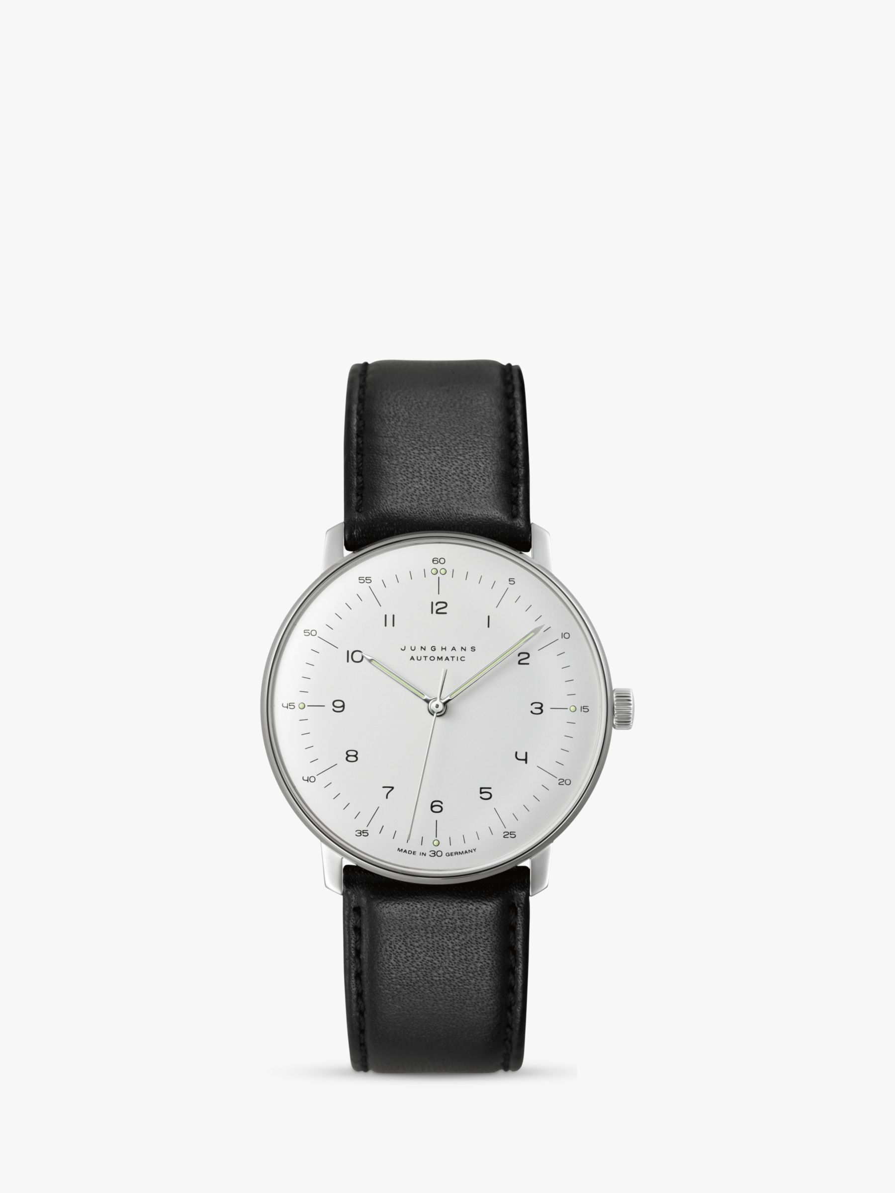 Buy Junghans 27/3500.02 Unisex Max Bill Automatic Leather Strap Watch, Black/White Online at johnlewis.com