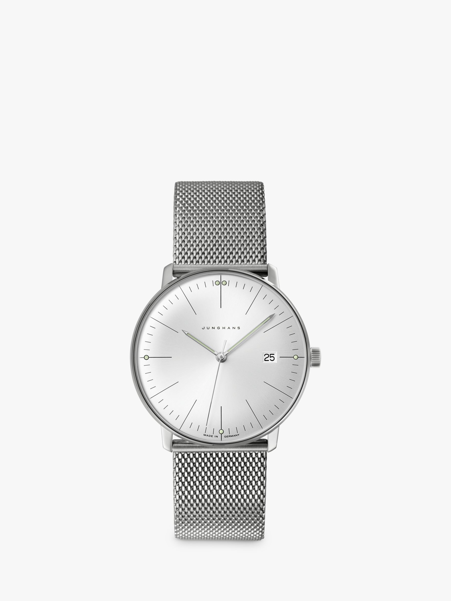 Junghans 41 4463.46 Unisex Max Bill Date Mesh Strap Watch Silver