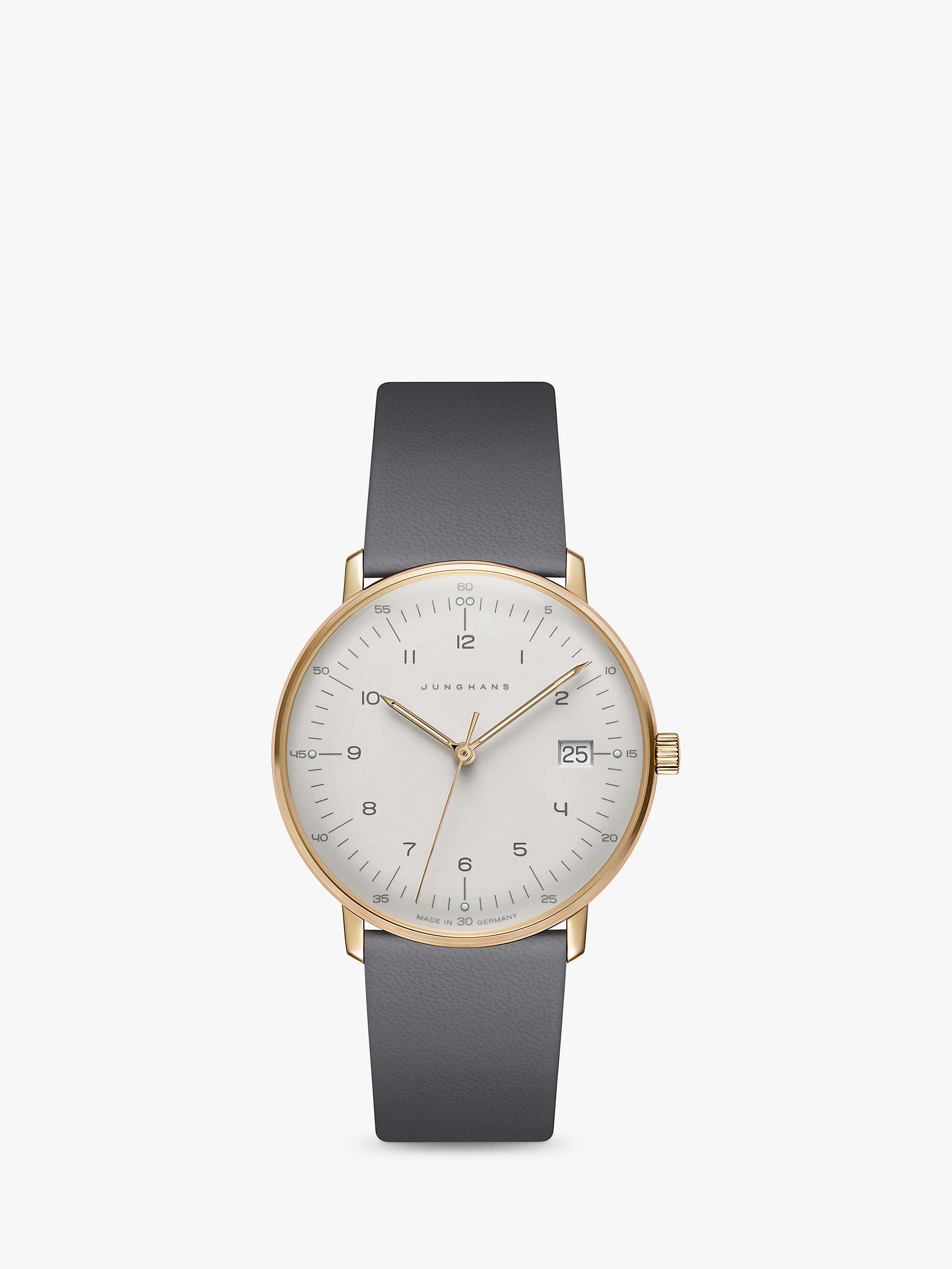 Buy Junghans 47/7854.02 Women's Max Bill Date Leather Strap Watch, Grey/White Online at johnlewis.com