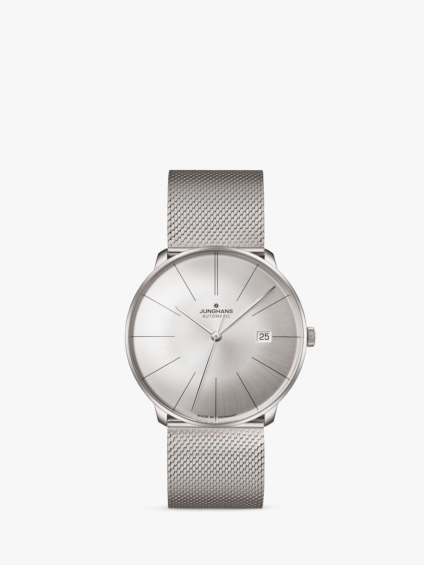 Buy Junghans 27/4153.44 Unisex Meister Fein Automatic Date Mesh Strap Watch, Silver Online at johnlewis.com
