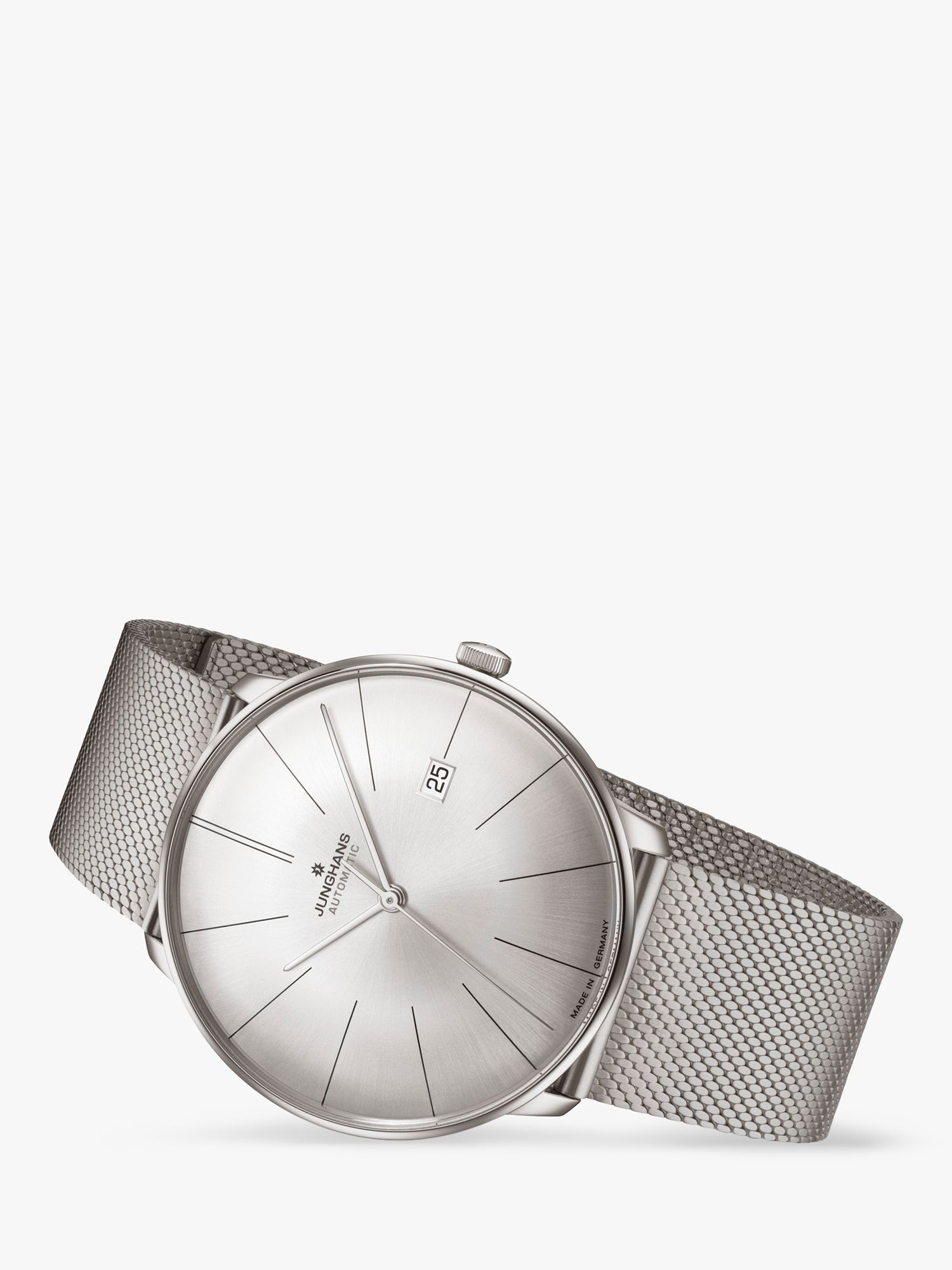Buy Junghans 27/4153.44 Unisex Meister Fein Automatic Date Mesh Strap Watch, Silver Online at johnlewis.com