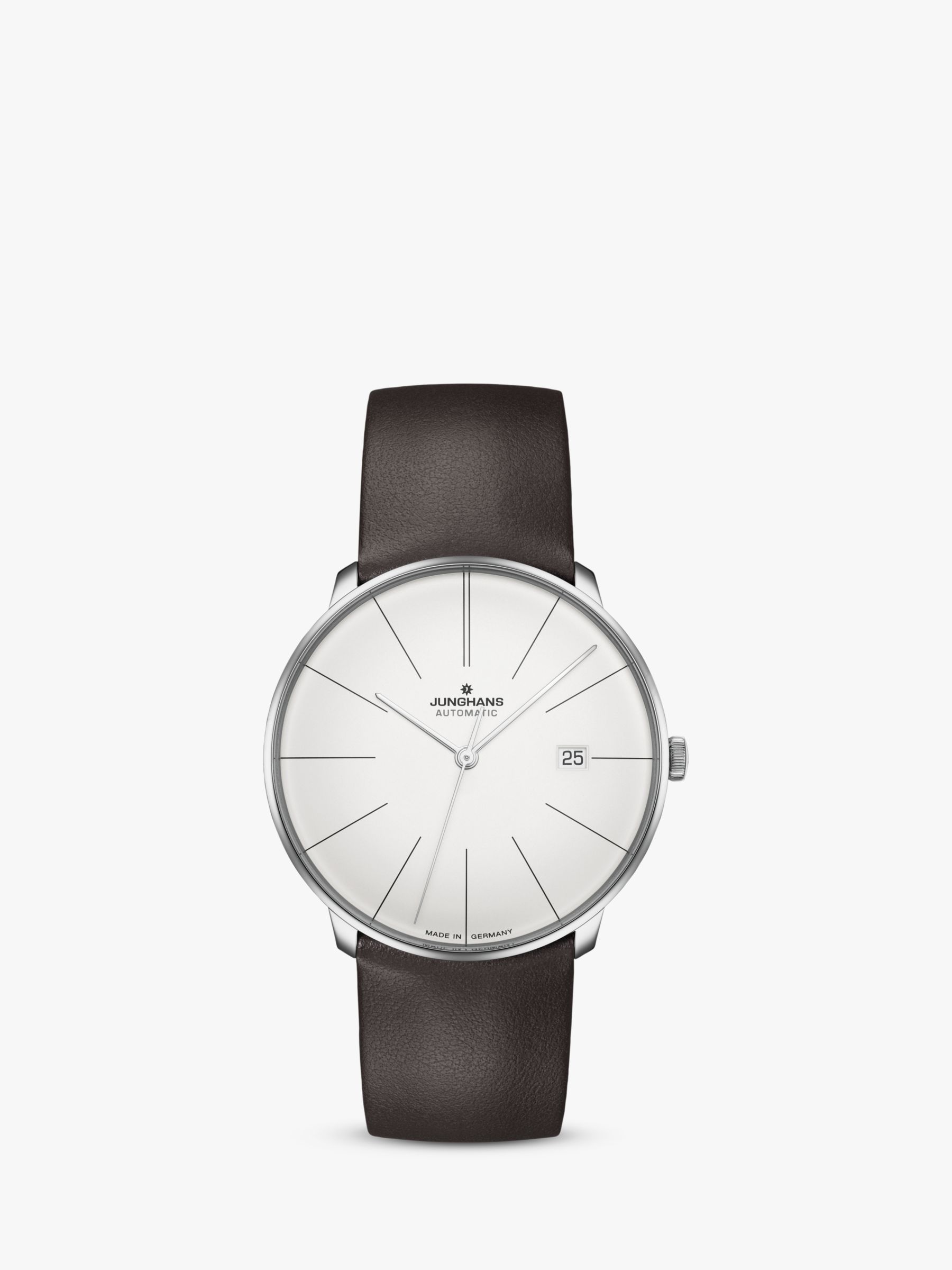 Buy Junghans 27/4152.00 Unisex Meister Fein Automatic Date Leather Strap Watch, Black/Silver Online at johnlewis.com